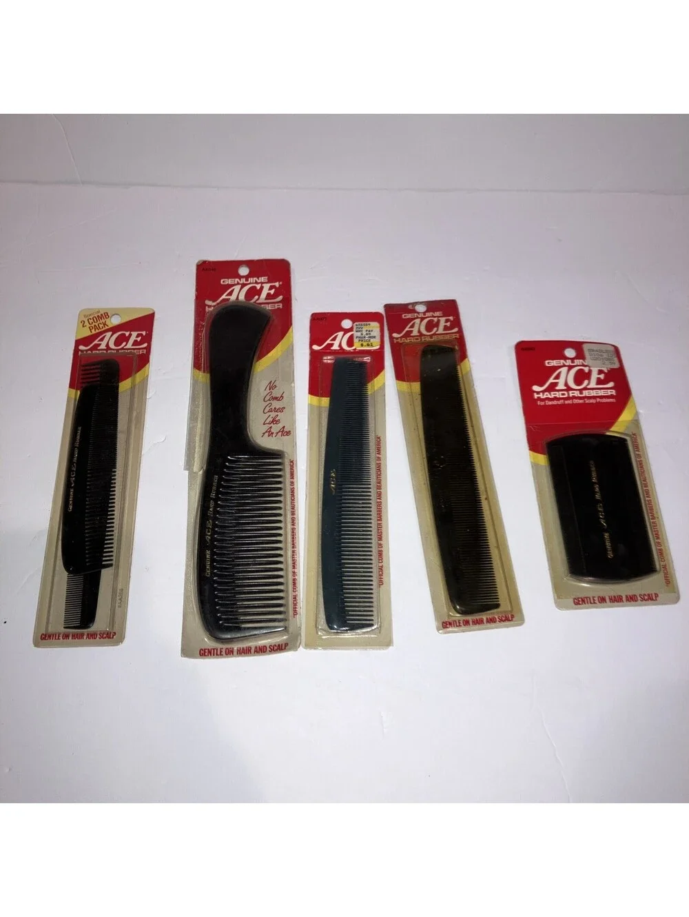 Lot Of 5 Vintage Genuine Ace Hard Rubber Mix Combs OLD NEW STOCK “RARE” 💈 💈
